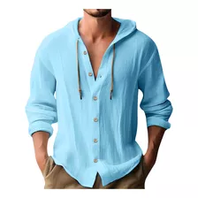 B A La Moda Para Hombre, Casual, Con Botones Lisos, Cuello R