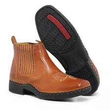 Botina Masculina Couro Legítimo Bota Country Costura Manual