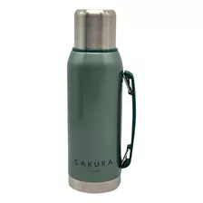 Termo Sakura Clasico Acero Inoxidable Verde Mate Camping 1l Color Verde Oscuro