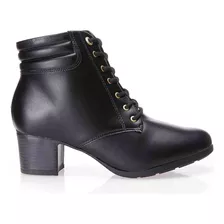 Bota Cano Curto Salto Bloco Feminina Preta Modare Cor Preto 01 Desenho Do Tecido Liso Tamanho 39