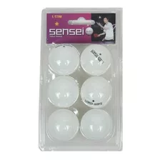 Pack Pelotas 6 Unid Blanca De Ping Pong Sensei