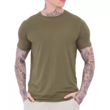 Camiseta Masculina Basica De Viscose Verde Oliva (010)