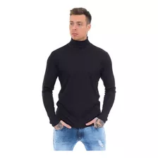 Cacharel Masculina Preta Camiseta Manga Longa Gola Alta