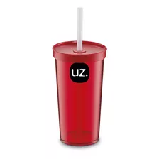 Vaso Con Tapa Y Sorbito Uz Utilidades 500ml Color Rojo Febo