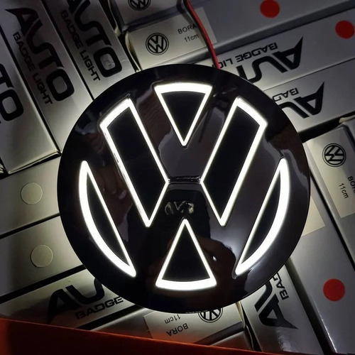 Para Logo Led Volkswagen 3 D Color Blanco Vw 11cm Foto 3