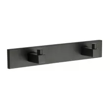 Percha Doble Amurar Linea Ray Cuadrada Negro Baño