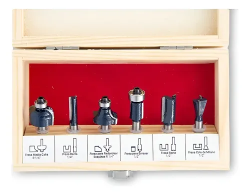 Juego Fresas Router Para Madera Bremen 6 Piezas 1/4 7618 Dgm