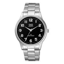 Reloj Q&q C214j205y Hombre Pulsera Plateado Color Del Fondo Negro