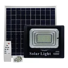 Refletor Led Holofote 100w Placa Solar Ip66 Controle Remoto