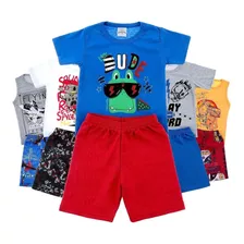 Kit 6 Conjunto Infantil Menino 1/2/3/4/6/8 Anos