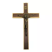Cruz Crucifixo Parede Em Madeira Metal 
