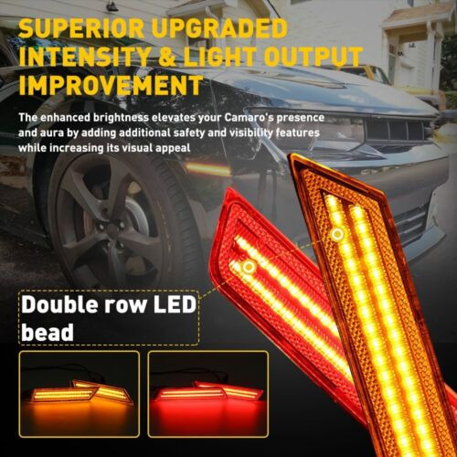 Smoked Led Bumper Marker Side Light For Chevrolet Camaro Aab Foto 2