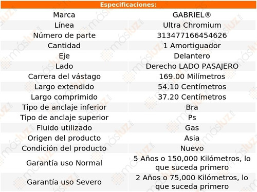 (1) Amortiguador Ultra Chromium Gas Pasajero Del Rav4 06/10 Foto 2