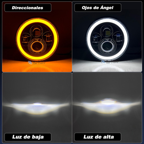 Faro Led 7'' Redondo Jeep/moto | Alto/ Bajo | Ojos De ngel  Foto 2