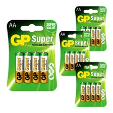 16 Pilhas Baterias Alcalinas Aa Gp Super - 4 Cartelas