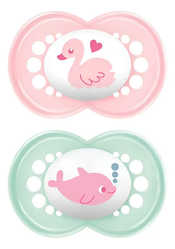 Kit Com 2 Chupetas Rosa E Verde 6-12 Meses Mam