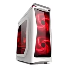 Gabinete Gamer Naxido F300 Blanco Cooler Led Rojo 4x120mm Blanco/rojo