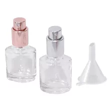 Kit 2 Frascos Vidro 8ml Porta Perfume Spray Metal + Funil