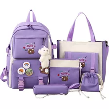 Set Mochila Escolar 5 Piezas De Niña Con Lonchera+estuche