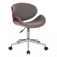 Silla Escritorio Pc Madera Pu Gris 