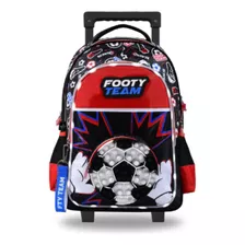 Mochila Escolar Footy Futbol F1791 Color Rojo/negro