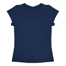 Blusa Camiseta Feminina Gola V Babylook Básica Lisa