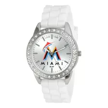 Reloj Mujer Game Time Mlb-fro-mia Cuarzo Pulso Blanco En