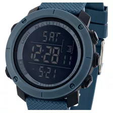 Relógio De Pulso Nautilus N002p Com Corpo Preto, Digital, Para Masculino, Com Correia De Silicone Cor Azul E Azul E Fivela Simples