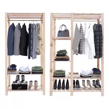 Arara Closet Duplo Pinus Combo Estante Cor Natural Promoção