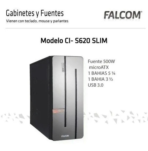 Gabinete Kit Slim Falcom Ci-s620 Fuente Mouse Parlantes