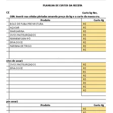 Planilha De Custo Da Receita