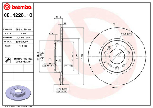 2 Discos De Freno Traseros Mercury Milan 2006 2.3l Brembo Foto 2