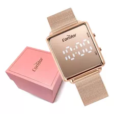 Relógio Feminino Condor Digital Led Rosê Espelhado Original