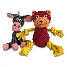 Fenice Squeaky Plush Rope Dog Toys, Dog Toy Stuffed Animal 2