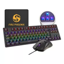 Kit Teclado + Mouse Mecânico Gamer Led Rgb Switch Blue Bk05