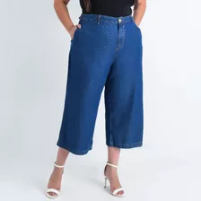 Calça Feminina Pantacourt Jeans, Plus Size, Cambos Jeans