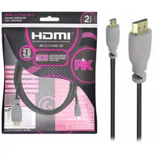 Cabo Micro Hdmi X Hdmi 2 Metros Blindado 2.0 Ethernet 2m 4k