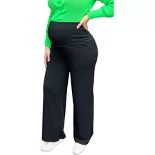 Calça Gestante Grávida Maternidade Wide Leg Mom Pantalona