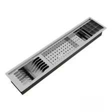 Calha Úmida Inox Canal Equipado 90cm Completa Com 4 Módulos