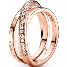 Anillo De Banda Triple Cruzado Con Pavé + Kit De Accesorios