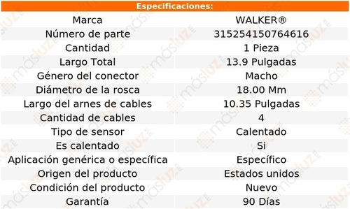 Sensor O2 Ox Izq/der Gmc Acadia 2.0l 4 Cil 20/21 Walker Foto 6