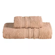 Juego De Toalla Y Toallón Absorbente Liso Griega Color Beige