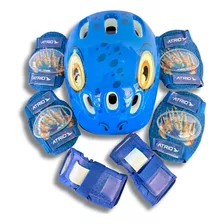 Kit Proteção Infantil Dinossauro Skate Patins Segurança Azul