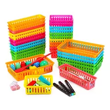 30 Pieces Classroom Storage Baskets Trays Stationery Co...