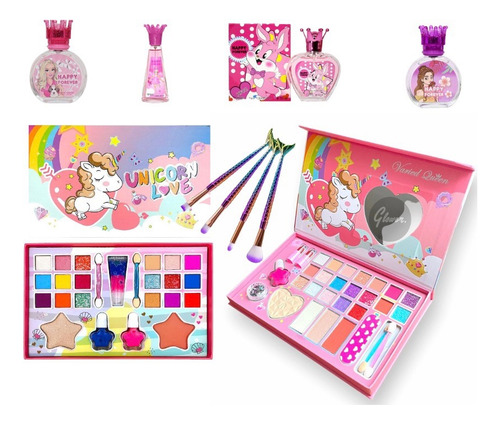 Maquillaje Infantil Niñas Maleta + Perfume + Set De Brochas