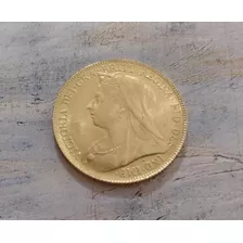 Moeda Ouro 22k Libra Esterlina 1896 Rainha Victoria 7,9g