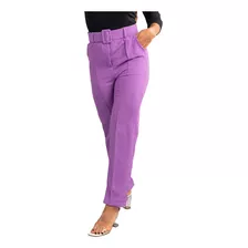 Calça Social Cintura Alta Alfaiataria Feminina Skinny Cinto