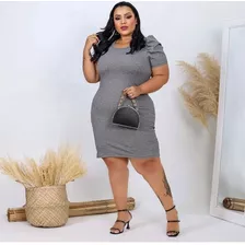 Vestido Plus Size Femenino Com Nozinho Canelado Evangelico 