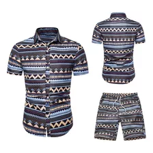 Hombres Conjunto Camisa Manga Corta Hawaiana Casual Playa