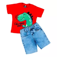 Kit Bermuda Menino Jeans + Camiseta Infantil 2 Ao 8 Oferta